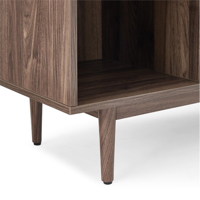 Bowery Hill 6-Cubby Cube Wood Record Storage Bookcase in Walnut