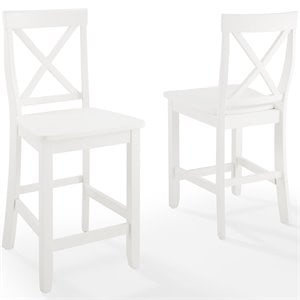 Bowery Hill 24&quot X-Back Rubberwood Counter Stool in White (Set of 2)
