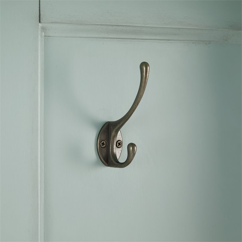 Bowery Hill Traditional Wood Hall Tree in Seafoam Blue/Oatmeal