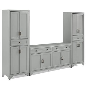 Bowery Hill 3-Piece Wood Entertainment Center/Sideboard with Pantry Set in Gray