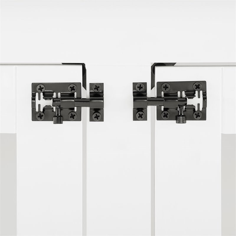 Bowery Hill Medium Traditional Wood Credenza Pet Crate in White/Dark Brown