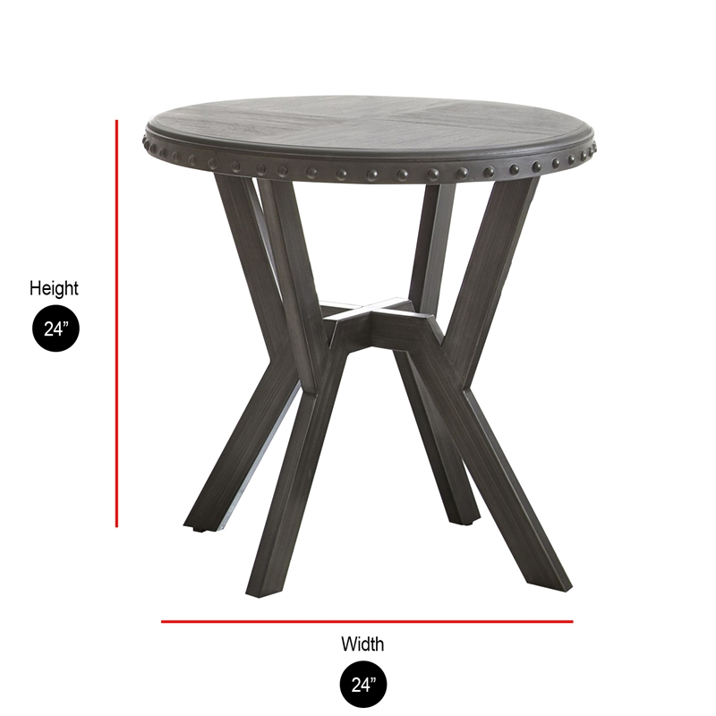 Bowery Hill Round Modern Metal End Table in Weathered Gray/Black