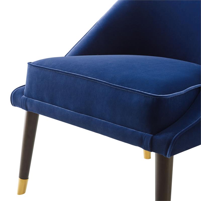 Bowery Hill Mid-Century Avalon Velvet Accent Chair in Navy Blue