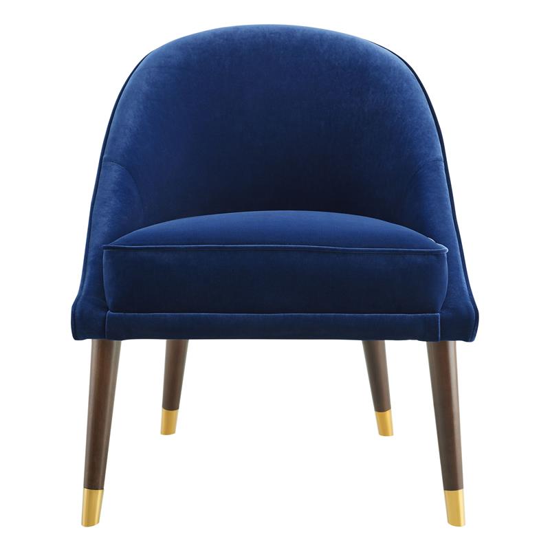 Bowery Hill Mid-Century Avalon Velvet Accent Chair in Navy Blue