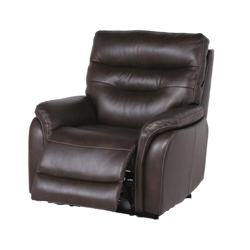Bowery Hill Modern Fortuna Leather Power Recliner Chair in Espresso