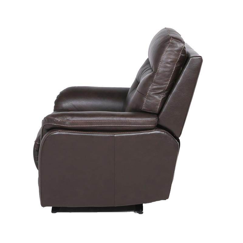 Bowery Hill Modern Fortuna Leather Power Recliner Chair in Espresso