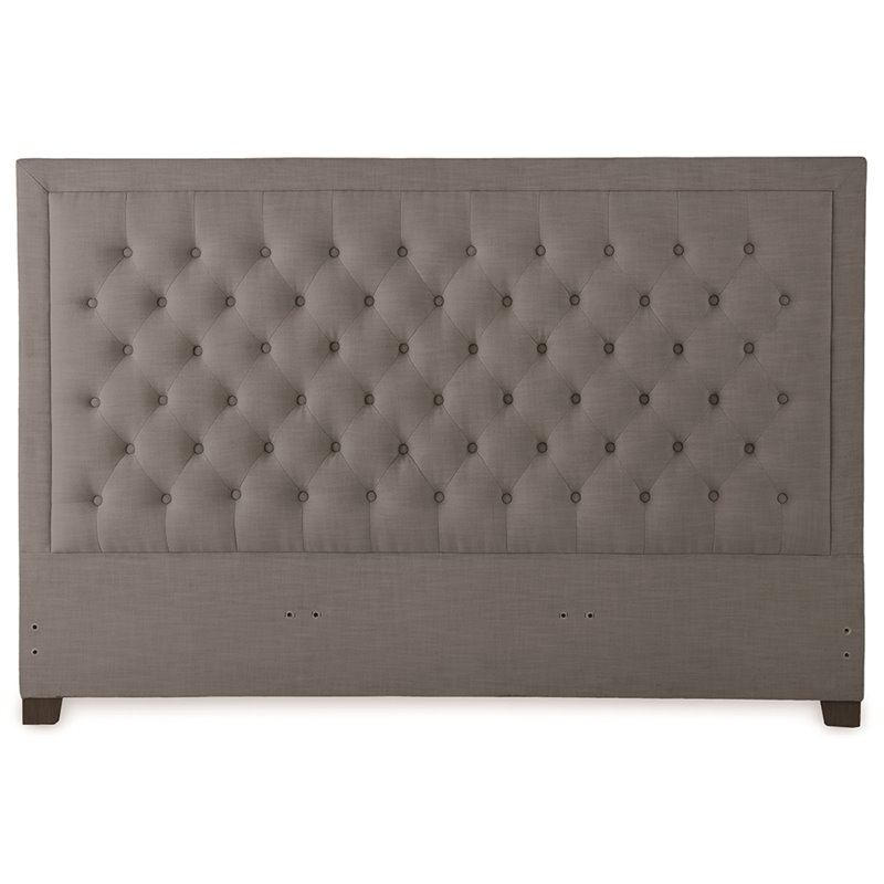 Bowery Hill Transitional Tufted Queen Platform Bed in Gray Finish