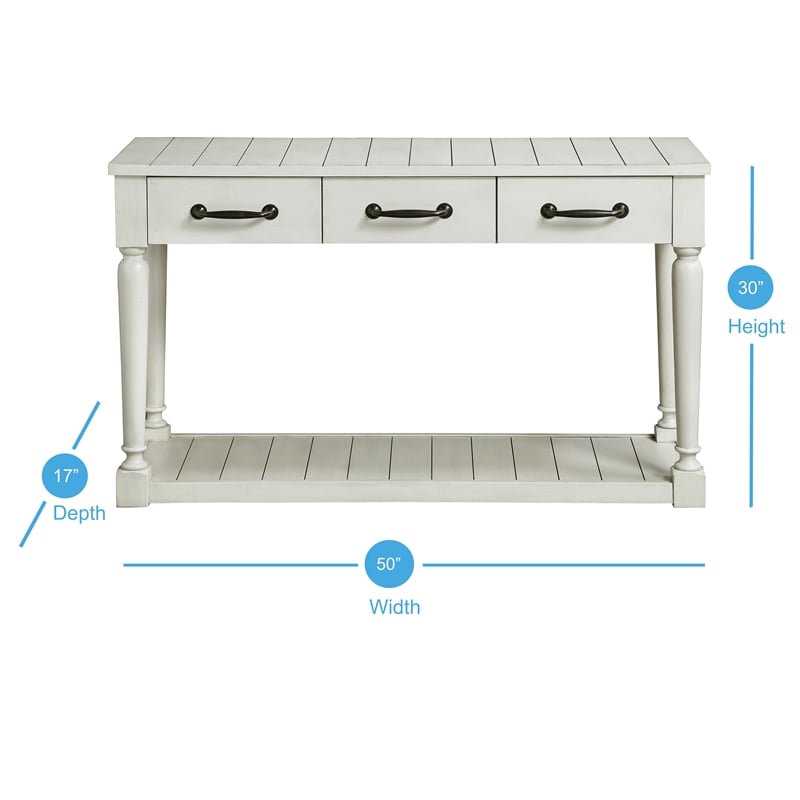Bowery Hill Farmhouse Styled Alabaster Sofa Table in White Finish