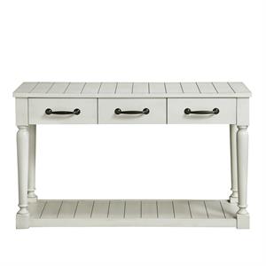bowery hill farmhouse styled alabaster sofa table in white finish