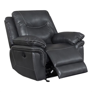 Bowery Hill Transitional Vinyl Faux Leather Recliner Chair in Gray