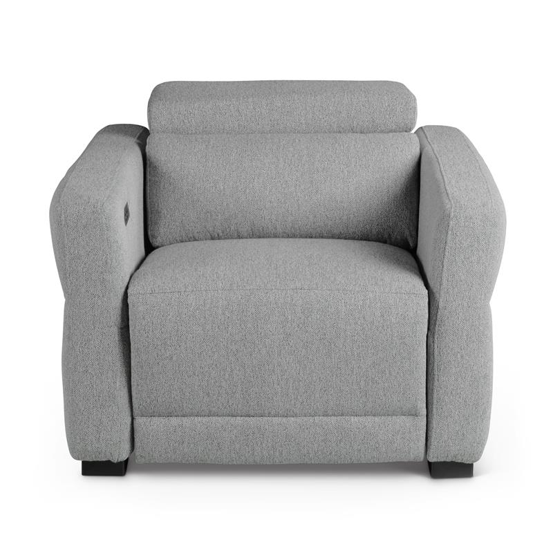Bowery Hill Modern Tweed Fabric Dual-power Recliner in Gray Finish