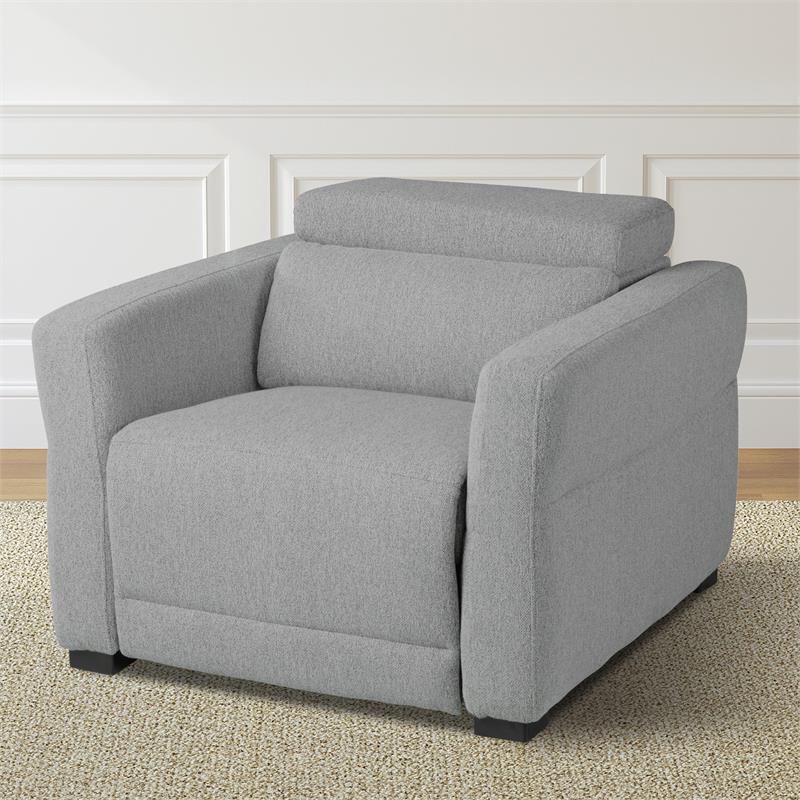 Bowery Hill Modern Tweed Fabric Dual-power Recliner in Gray Finish