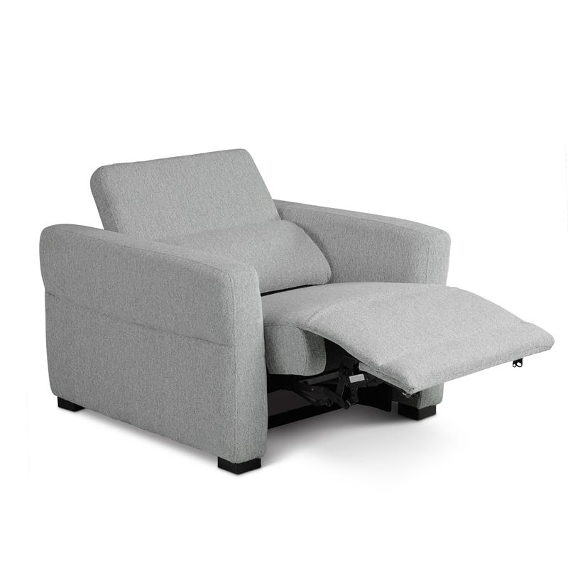 Bowery Hill Modern Tweed Fabric Dual-power Recliner in Gray Finish