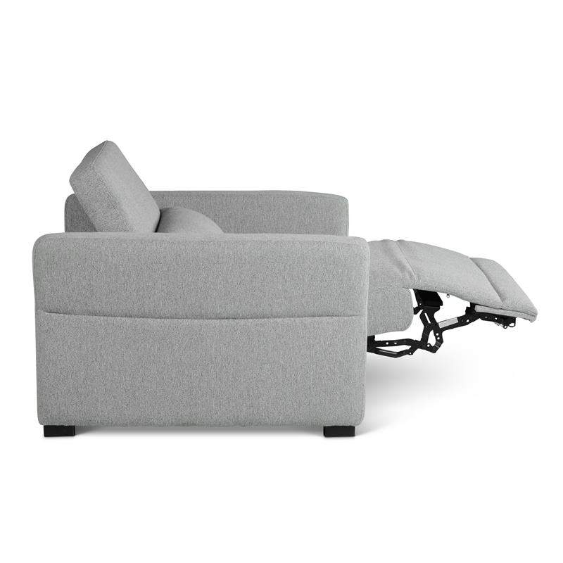 Bowery Hill Modern Tweed Fabric Dual-power Recliner in Gray Finish