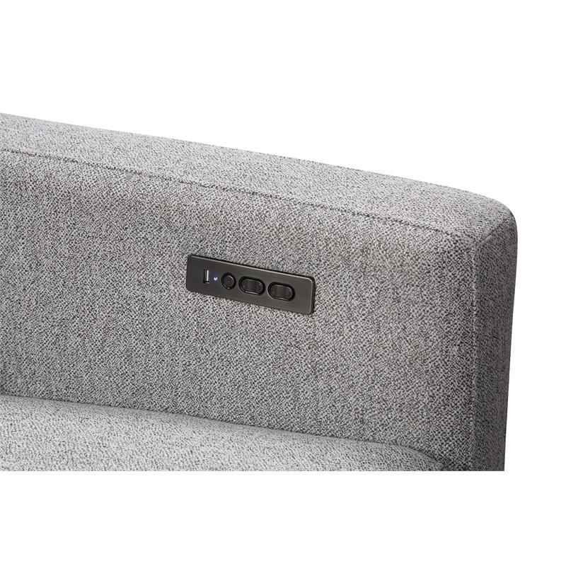 Bowery Hill Modern Tweed Fabric Dual-power Recliner in Gray Finish