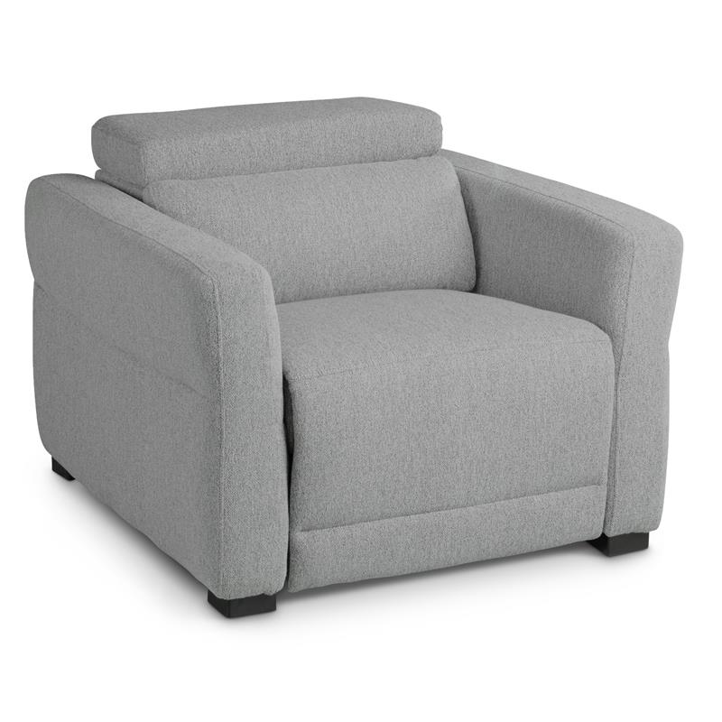 Bowery Hill Modern Tweed Fabric Dual-power Recliner in Gray Finish