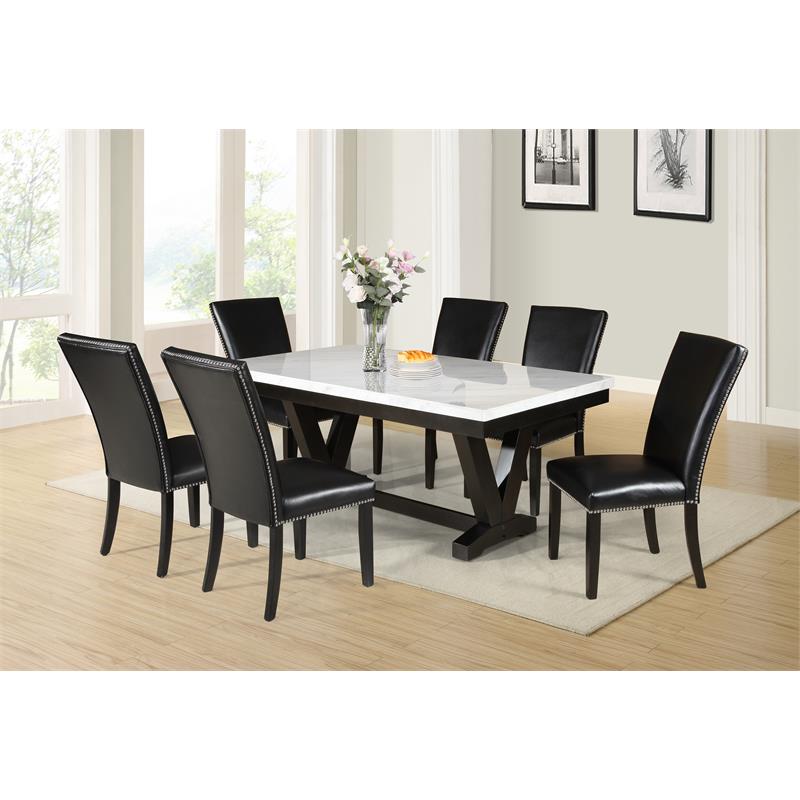 Bowery Hill Transitional Upholstery Side Chair in Black Finish
