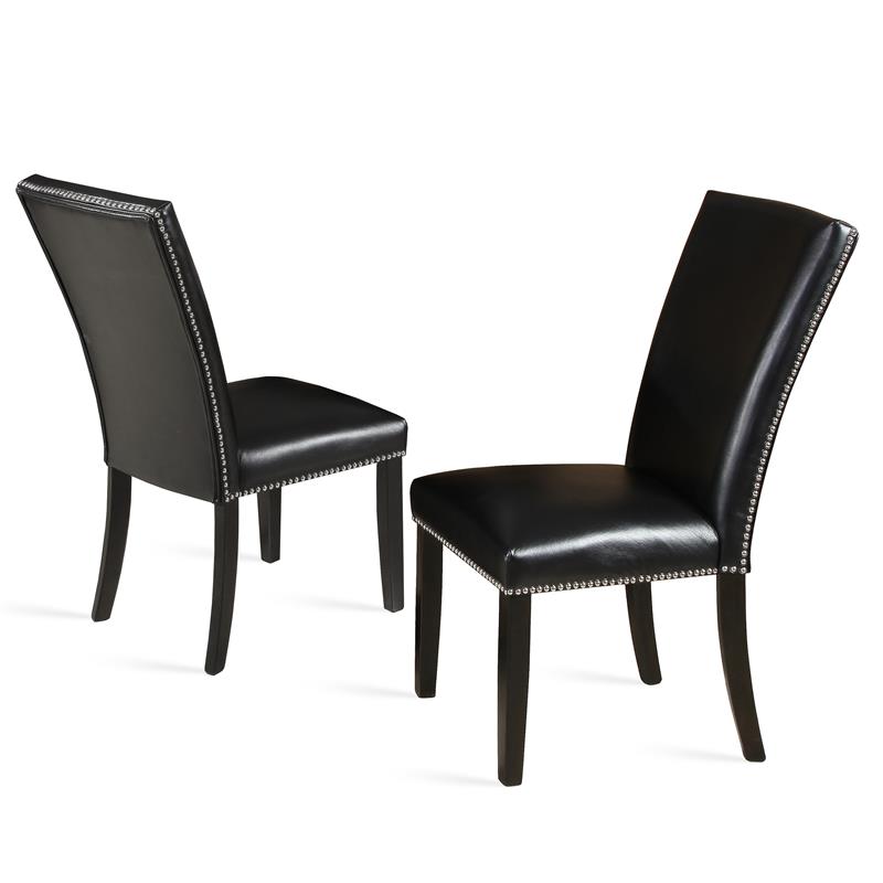 Bowery Hill Transitional Upholstery Side Chair in Black Finish