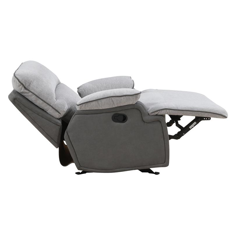 Bowery Hill Transitional Fabric Recliner Chair in Gray Finish