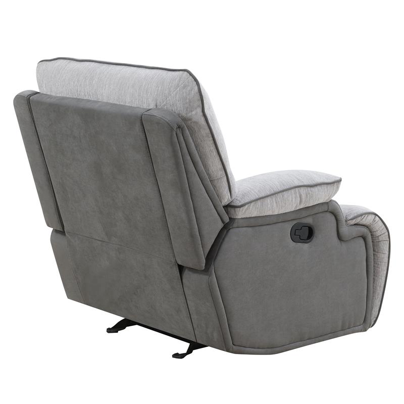 Bowery Hill Transitional Fabric Recliner Chair in Gray Finish