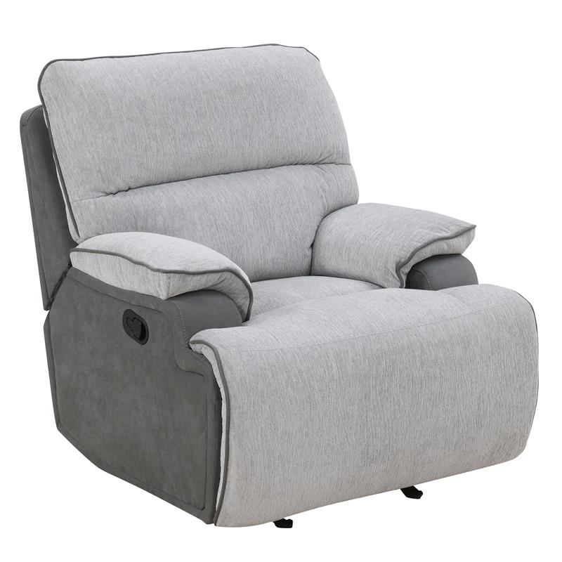 Bowery Hill Transitional Fabric Recliner Chair in Gray Finish