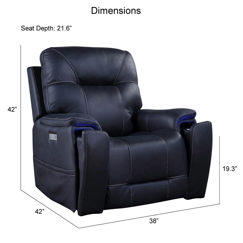 Bowery Hill Transitional Faux Leather Power Media Recliner in Blue