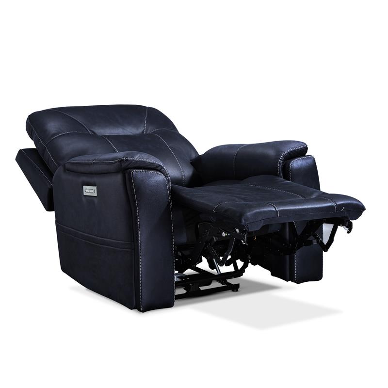 Bowery Hill Transitional Faux Leather Power Media Recliner in Blue