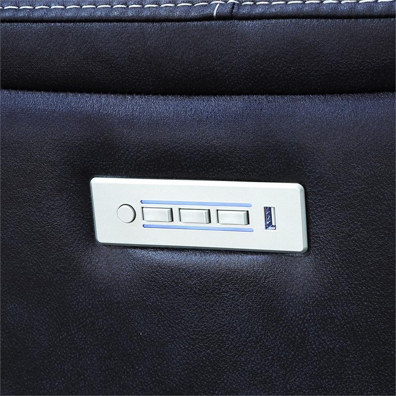 Bowery Hill Transitional Faux Leather Power Media Recliner in Blue