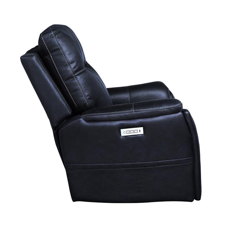 Bowery Hill Transitional Faux Leather Power Media Recliner in Blue