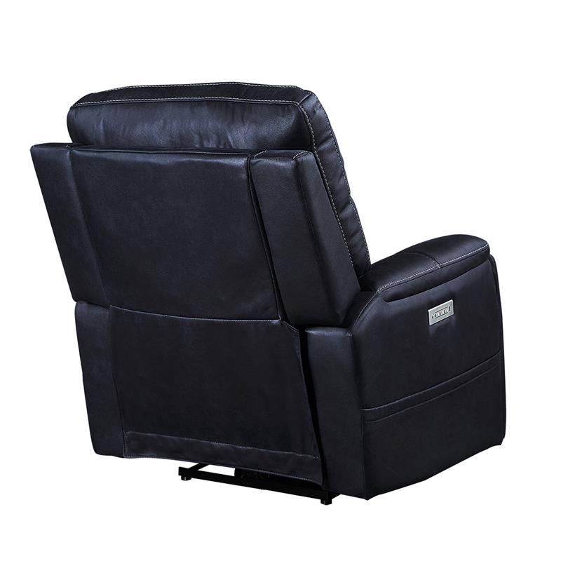 Bowery Hill Transitional Faux Leather Power Media Recliner in Blue