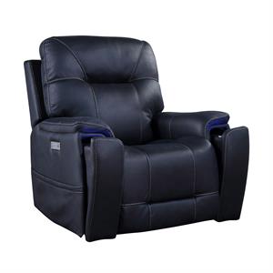 Bowery Hill Transitional Faux Leather Power Media Recliner in Blue