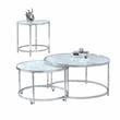 Bowery Hill Transitional Faux Marble Nesting Cocktail Tables in White