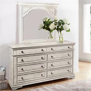 Bowery Hill Farmhouse Rustic Ivory Wood 8-drawer Dresser and Mirror in White