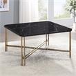 Bowery Hill Transitional Faux Marble Square Cocktail Table in Black