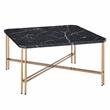 Bowery Hill Transitional Faux Marble Square Cocktail Table in Black