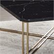 Bowery Hill Transitional Faux Marble Square Cocktail Table in Black