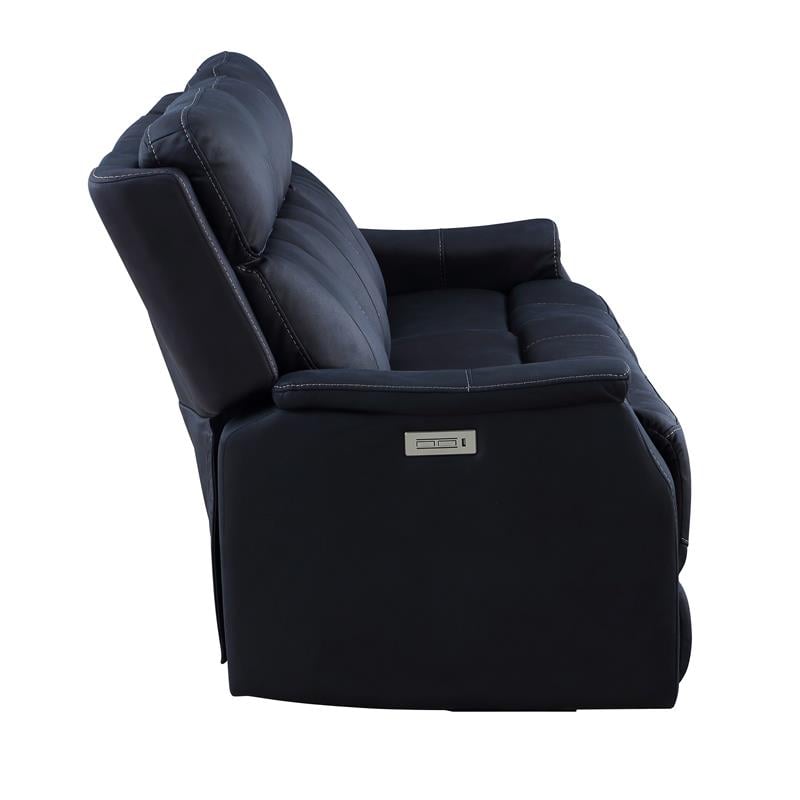 Bowery Hill Contemporary Faux Leather Dual Power Reclining Sofa in White