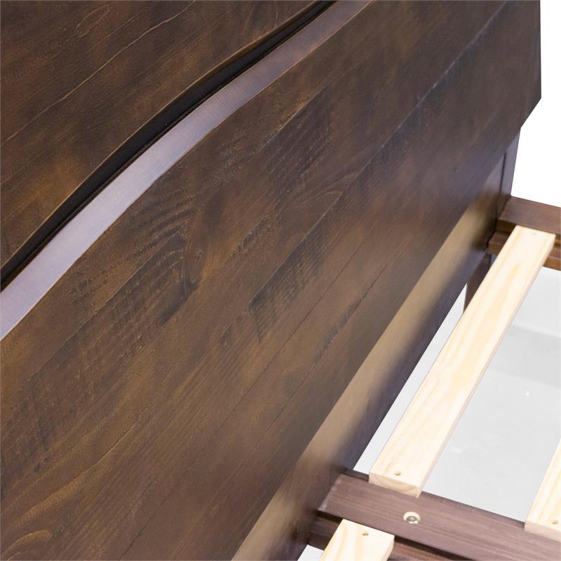 Bowery Hill Modern Solid Wood King Platform Bed in Distressed Cocoa