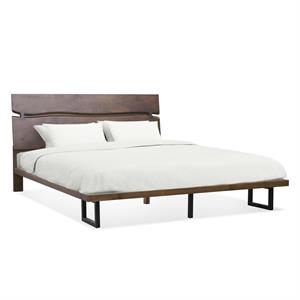 bowery hill modern solid wood king platform bed in distressed cocoa