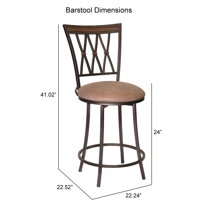 Bowery Hill Modern Swivel Metal Counter Stool with Microsuede Seat in Brown