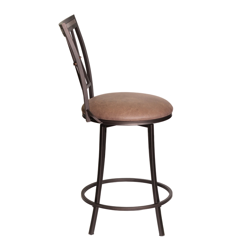 Bowery Hill Modern Swivel Metal Counter Stool with Microsuede Seat in Brown