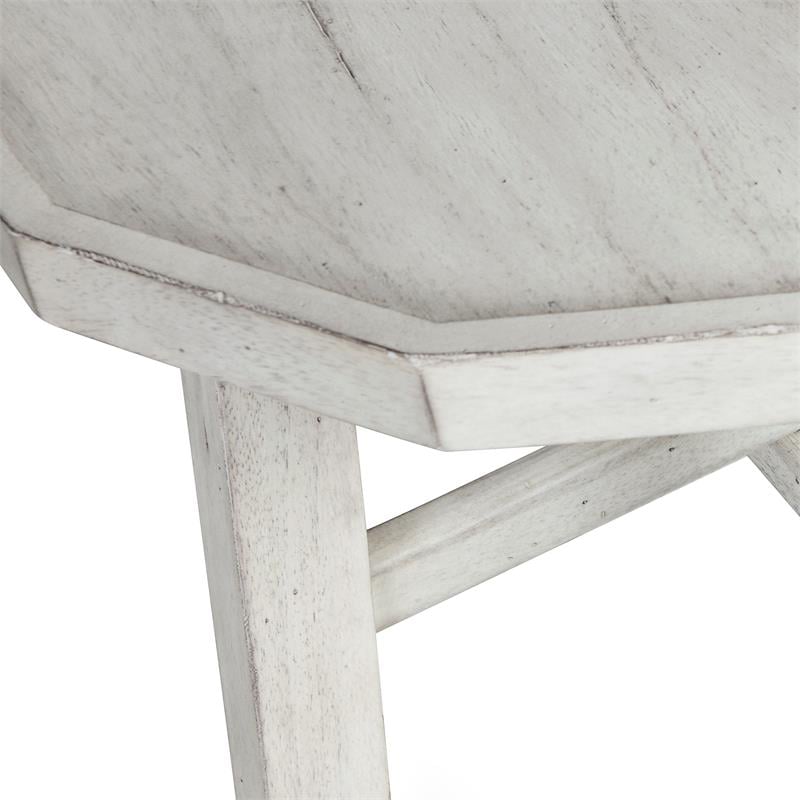 Bowery Hill Modern Wood Cocktail Table in Distressed Alabaster White