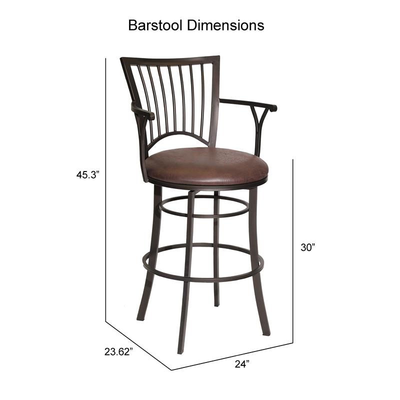 Bowery Hill Transitional Metal Swivel Bar Stool with Microsuede Seat in Brown