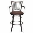 Bowery Hill Transitional Metal Swivel Bar Stool with Microsuede Seat in Brown