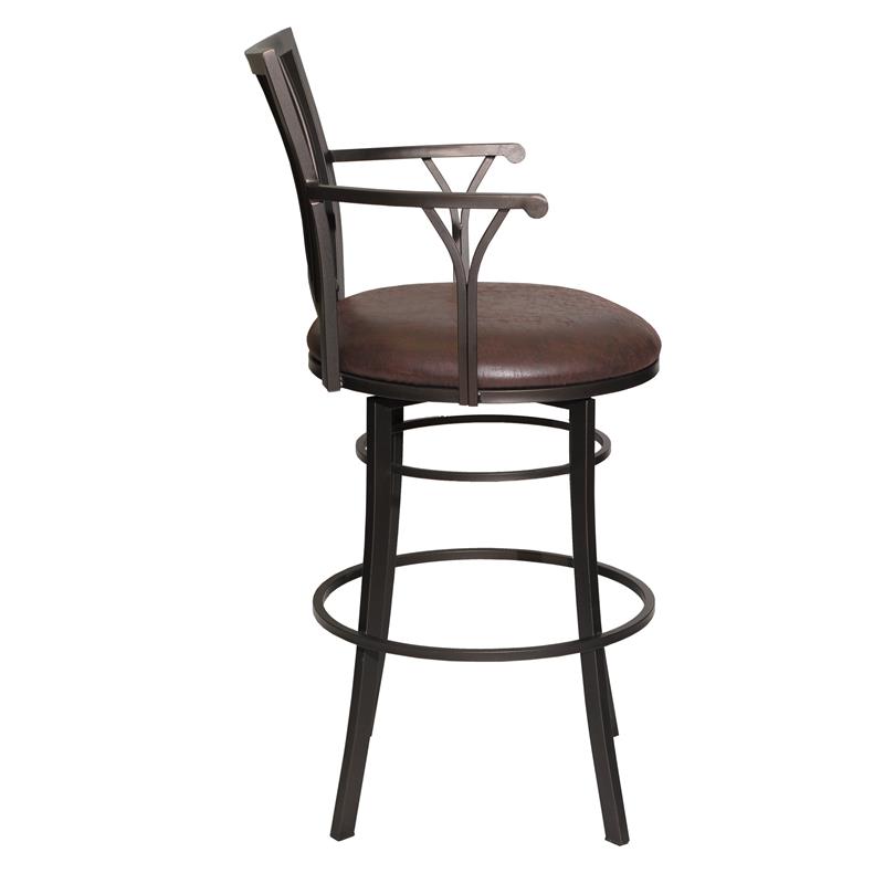 Bowery Hill Transitional Metal Swivel Bar Stool with Microsuede Seat in Brown