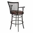 Bowery Hill Transitional Metal Swivel Bar Stool with Microsuede Seat in Brown
