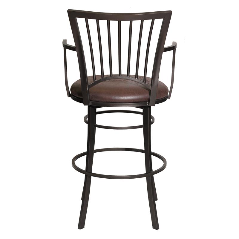 Bowery Hill Transitional Metal Swivel Bar Stool with Microsuede Seat in Brown