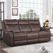 Bowery Hill Contemporary Faux Leather Dual Power Reclining Sofa in Mahogany