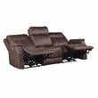 Bowery Hill Contemporary Faux Leather Dual Power Reclining Sofa in Mahogany