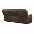 Bowery Hill Contemporary Faux Leather Dual Power Reclining Sofa in Mahogany